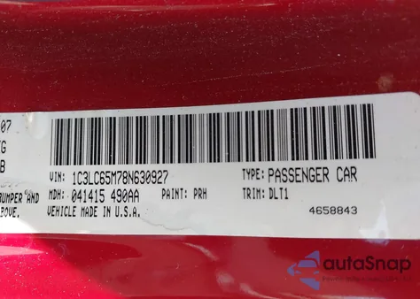 2008 Chrysler Sebring Limited z USA, uszkodzony, nr VIN 1C3LC65M78N630927